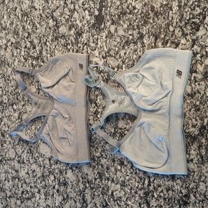 Two New Balance Sports Bras Gray and Light Blue Medium
